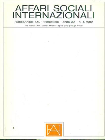 Affari sociali internazionali 4/1992 - copertina