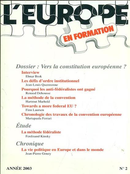 L' Europe en Formation n. 2. annee 2003 - copertina