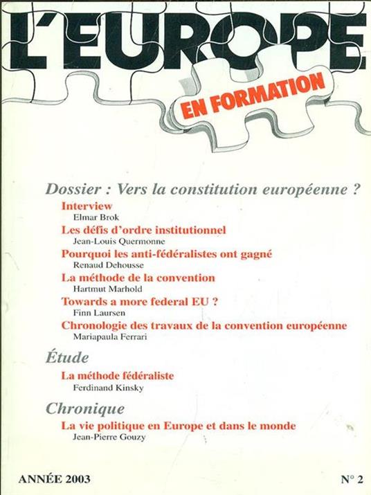 L' Europe en Formation n. 2. annee 2003 - copertina