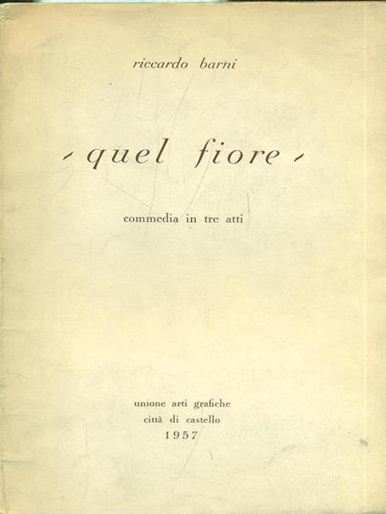 Quel fiore - Riccardo Barni - copertina