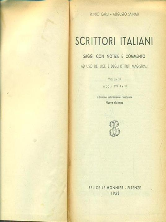 Scrittori italiani. Vol. II - Gian Rinaldo Carli,Augusto Sainati - 7