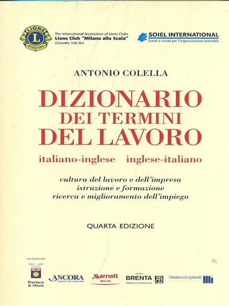 Dizionario dei termini del lavoro - Antonio Colella - copertina