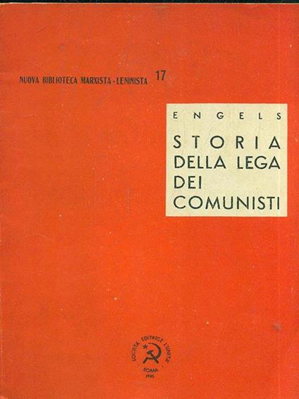 Storia della lega dei comunisti - Friedrich Engels - copertina