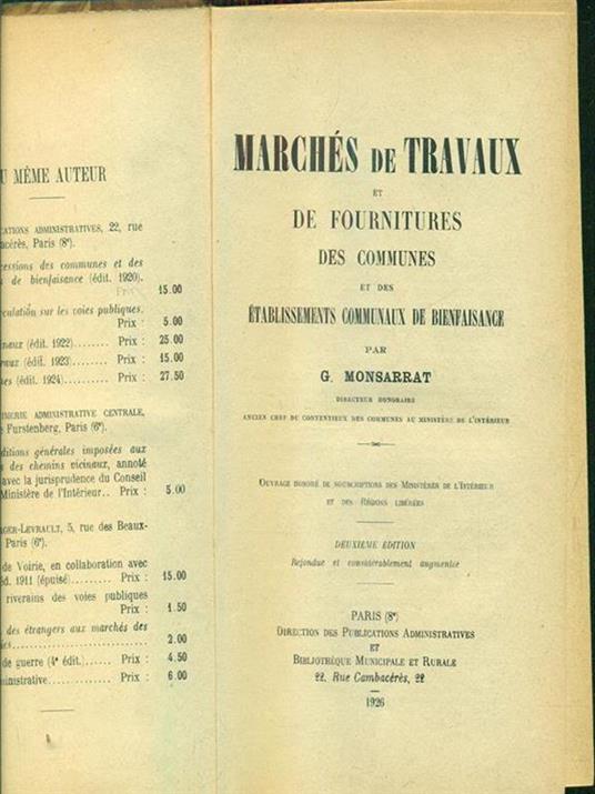 Marches de travaux et de fournitures des communes - G. Monsarrat - 4