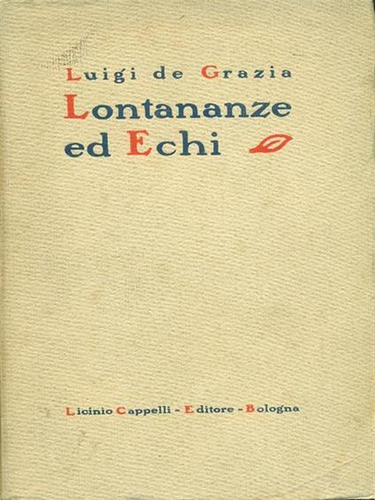 Lontananze di echi - Luigi De Grazia - copertina