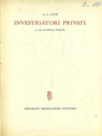 Investigatori privati - A. A. Fair - copertina