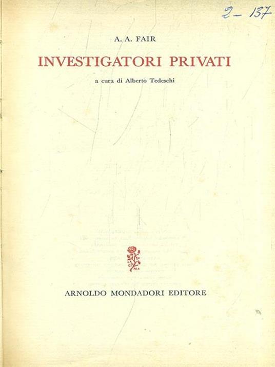 Investigatori privati - A. A. Fair - copertina