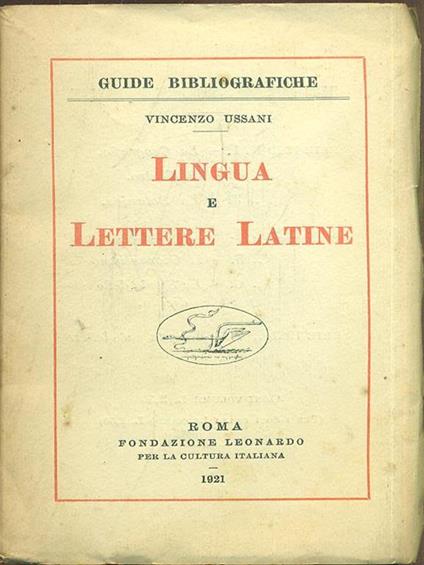 Lingua e Lettere Latine - Vincenzo Ussani - copertina