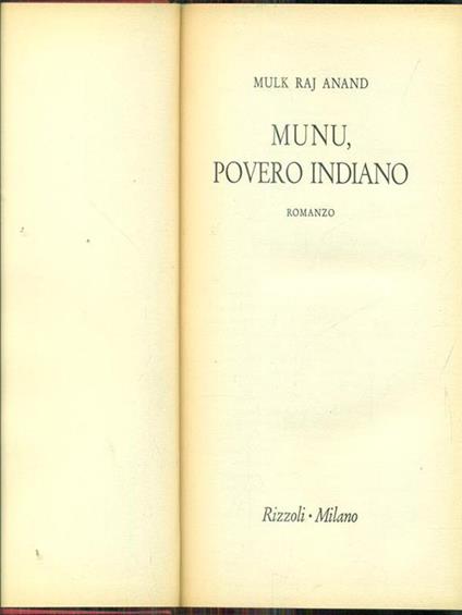 Munu povero indiano - Mulk R. Anand - copertina