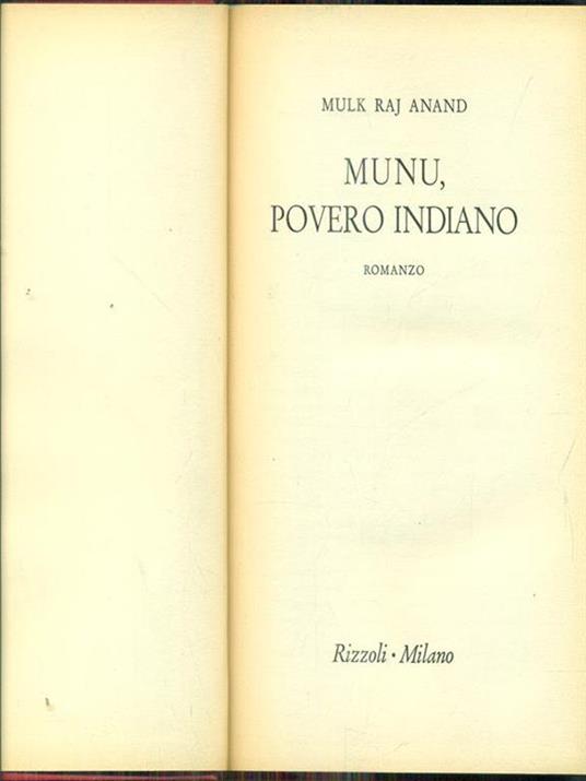 Munu povero indiano - Mulk R. Anand - copertina