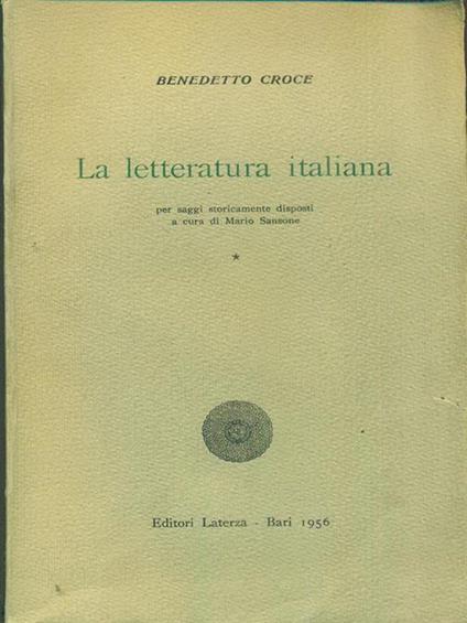 La letteratura italiana I - Benedetto Croce - copertina