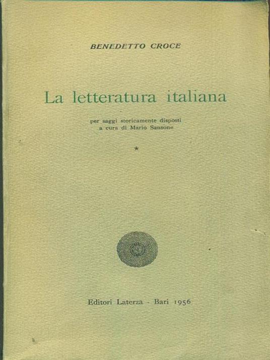 La letteratura italiana I - Benedetto Croce - copertina