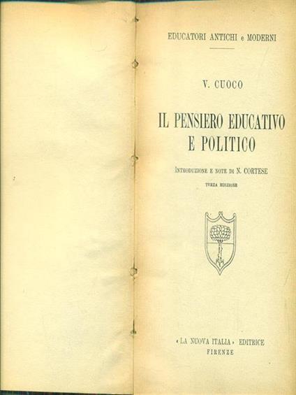 Il pensiero educativo e politico - Vincenzo Cuoco - copertina