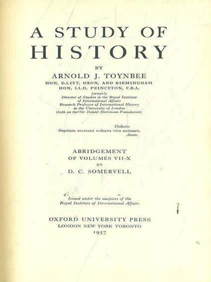 A study of history - Arnold J. Toynbee - copertina