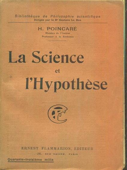 La science et l'hypothese - copertina