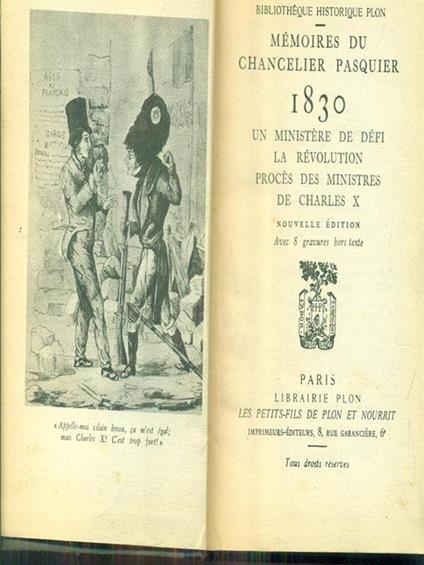 Memoires du chancelier pasquier 1830 - copertina