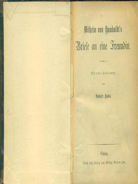 Briefe an eine Freundin - Wilhelm Humboldt - copertina