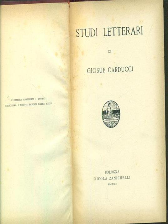 Studi letterari - Giosuè Carducci - copertina