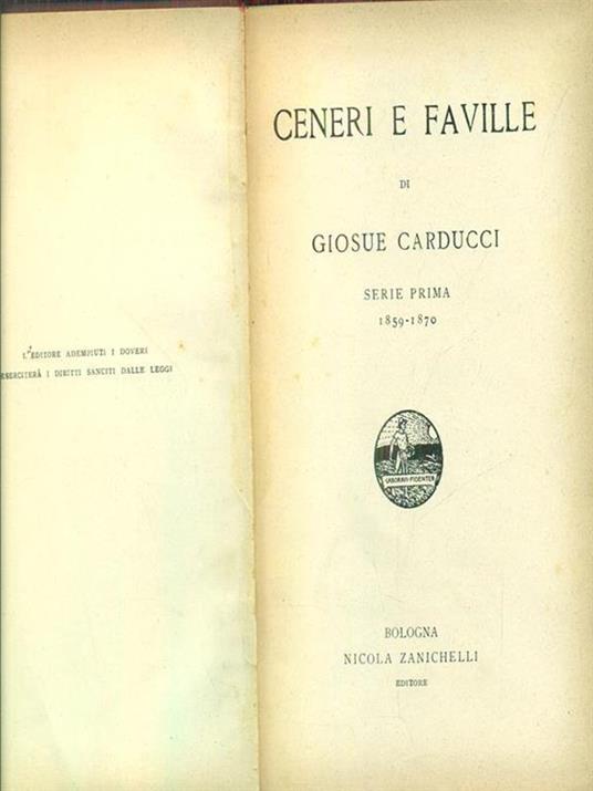 Ceneri e faville serie prima 1859-1870 - Giosuè Carducci - copertina