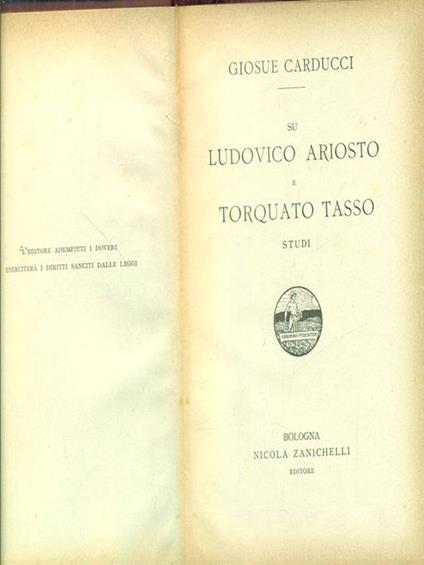 Su Ludovico Ariosto e torquato tasso - Giosuè Carducci - copertina