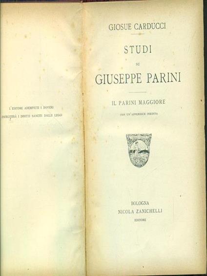 Studi su Giuseppe Parini Il Parini Maggiore - Giosuè Carducci - copertina