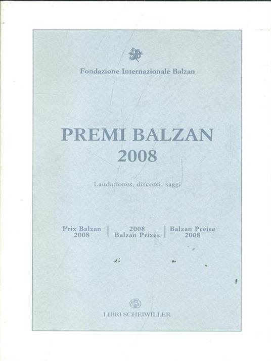Premi Balzan 2008 - copertina