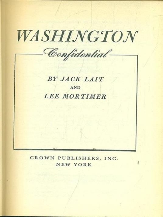 washington Confidential - copertina