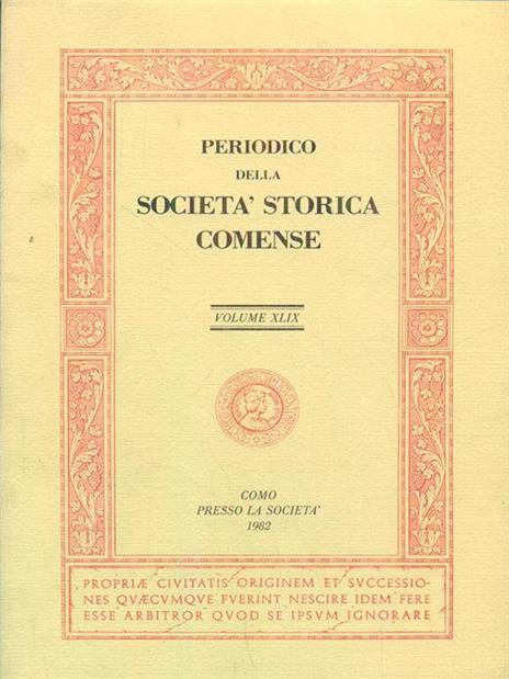 Periodico della società storica comense vol XLIX - copertina