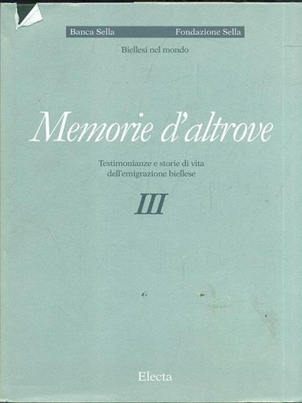Memorie d'altrove III - Dionigi Albera - copertina
