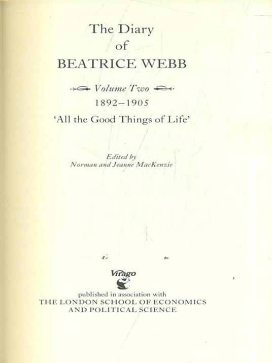 The Diary of Beatrice Webb - Volume Two 1892-1905 - copertina