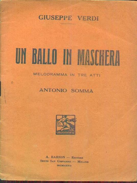Un ballo in maschera - A. Somma,Giuseppe Verdi - copertina