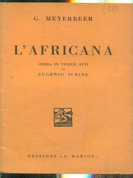 L' Africana - Giacomo Meyerbeer,Eugéne Scribe - copertina