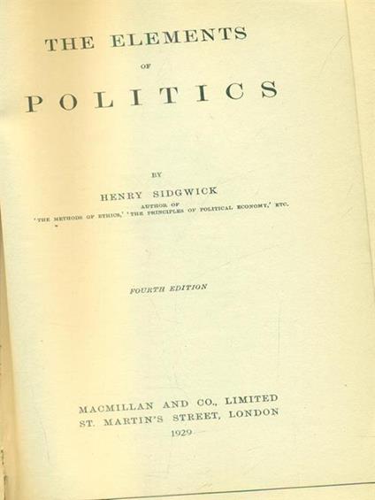 The elements of politics - copertina