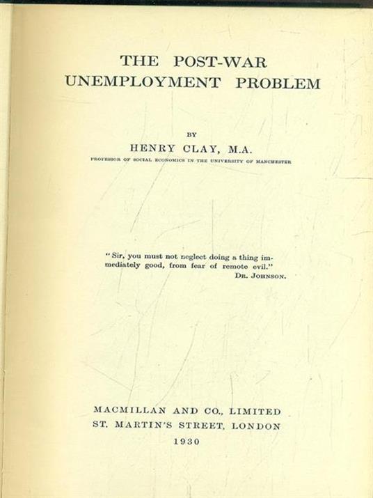 The post-war unemployment problem - copertina