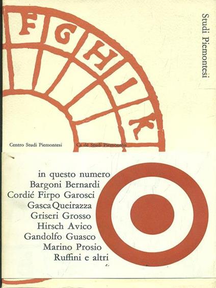 Studi Piemontesi novembre1972, Vol. I, fasc. 2 - copertina