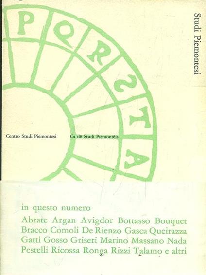 Studi Piemontesi marzo 1972, Vol. I, fasc. 1 - copertina