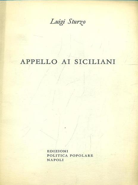 Appello ai siciliani - Luigi Sturzo - copertina