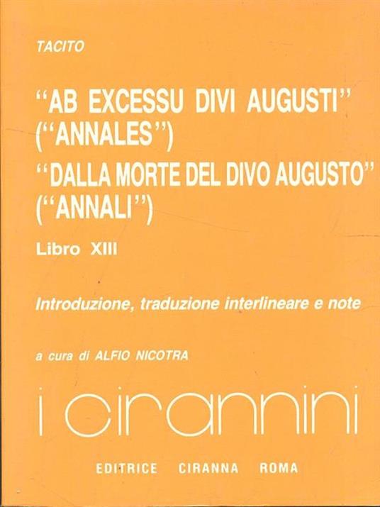 Ab excessu divi August - P. Cornelio Tacito - copertina