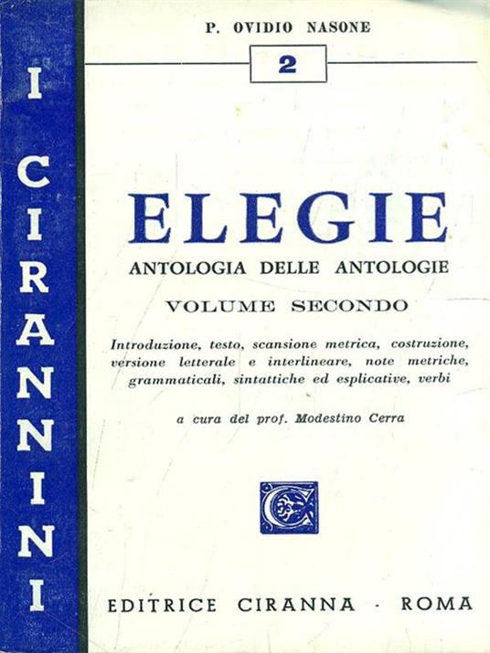Elegie. Vol. 2 - P. Nasone Ovidio - copertina
