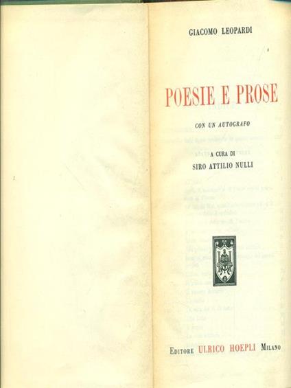 Poesie e Prose - Giacomo Leopardi - copertina