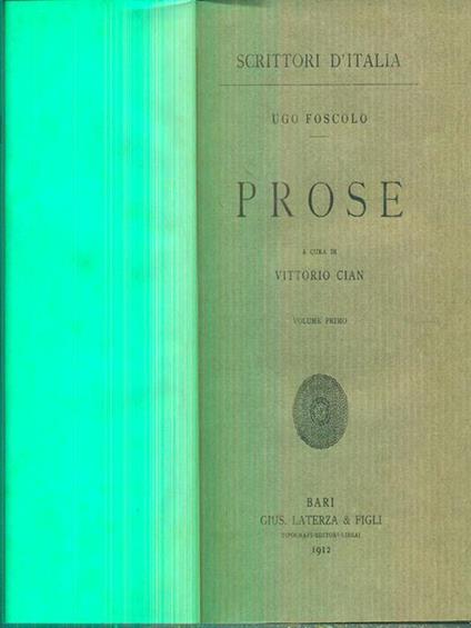 Prose Vol. I - Ugo Foscolo - copertina