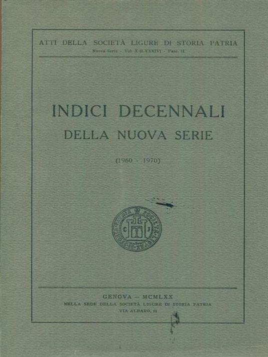 Indici decennali della nuova serie 1960-1970 - copertina