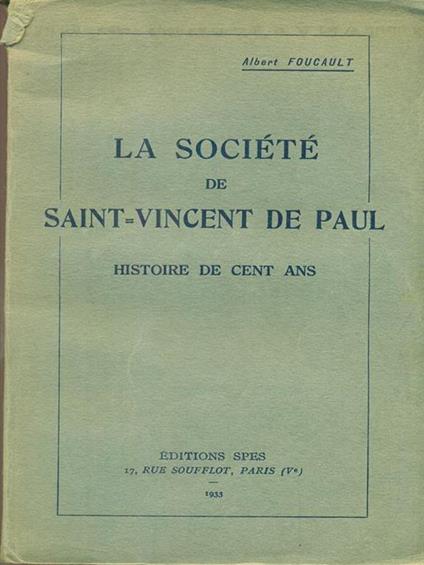 La société de Saint Vincent de Paul - Albert Foucault - copertina