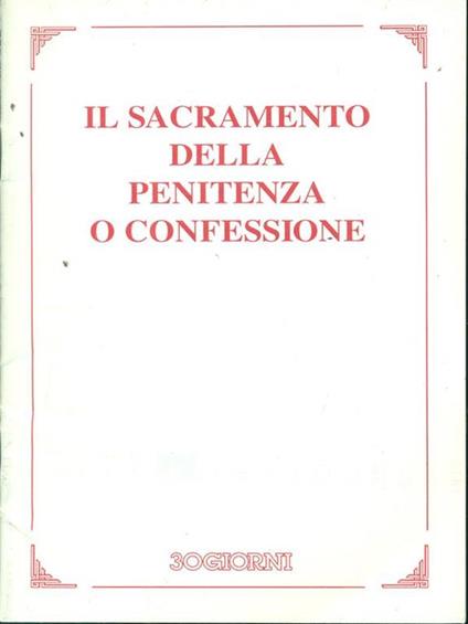 Il sacramento della penitenza confessionale - copertina