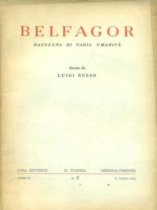 Belfagor Anno XI n. 2/31 Marzo 1956 - copertina