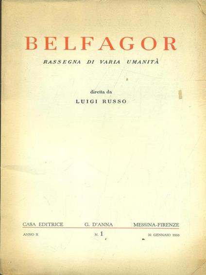 Belfagor Anno X n. 1/31 Gennaio 1955 - copertina