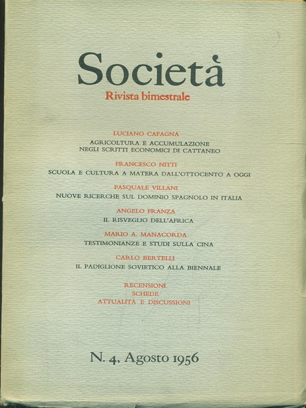 Società. N. 4, Agosto 1956