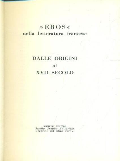 Eros nella letteratura francese. Dalle origini al XVII secolo - copertina