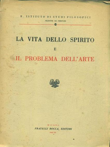La vita dello spirito e il problema dell'arte - copertina