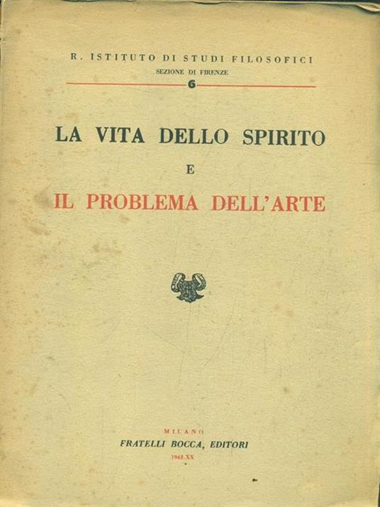 La vita dello spirito e il problema dell'arte - copertina